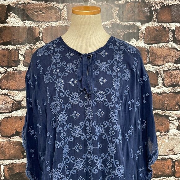 Johnny Was Lace Poncho Top Blue Size X Small XS - Picture 7 of 14